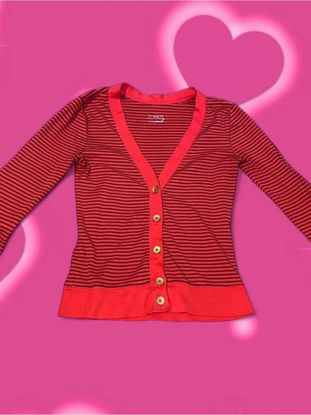 Striped Red & Black Button Cardigan